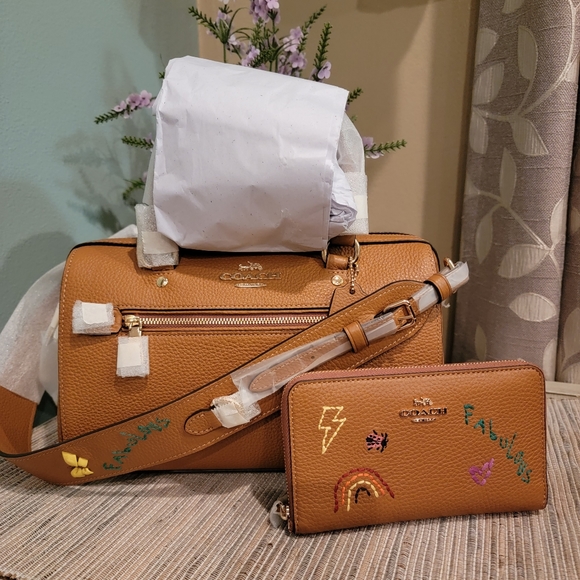 Coach Diary Embroidery Rowan Satchel and matching wallet bundle - Picture 2 of 16